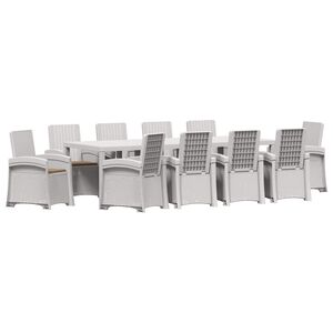 vidaXL Set da Pranzo per Giardino 11 pz Bianco e Tortora PP