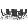 vidaXL Set da Pranzo da Giardino 7 pz Nero in Polyrattan