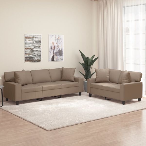 vidaXL Set di Divani 2 pz con Cuscini Cappuccino in Similpelle