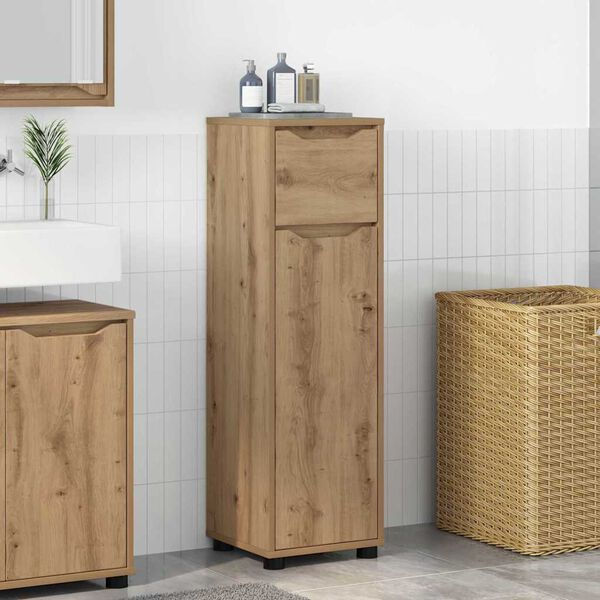 vidaXL Mobile da Bagno con porta Rovere artigianale 30,5 x 30 x 101 cm