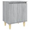 vidaXL Comodino con Gambe in Legno Massello Grigio Sonoma 40x30x50 cm