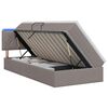 vidaXL Letto con contenitore LED e materasso Tortora 90 x 200 cm