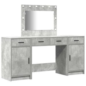 vidaXL Tavolo da Trucco con cassetto 3 pcs Grigio Legno multistrato