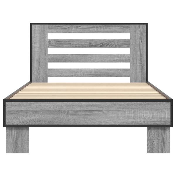 vidaXL Giroletto Grigio Sonoma 90x200 cm Legno Multistrato e Metallo