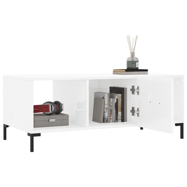 vidaXL Tavolino da Salotto Bianco Lucido 102x50x40cm Legno Multistrato