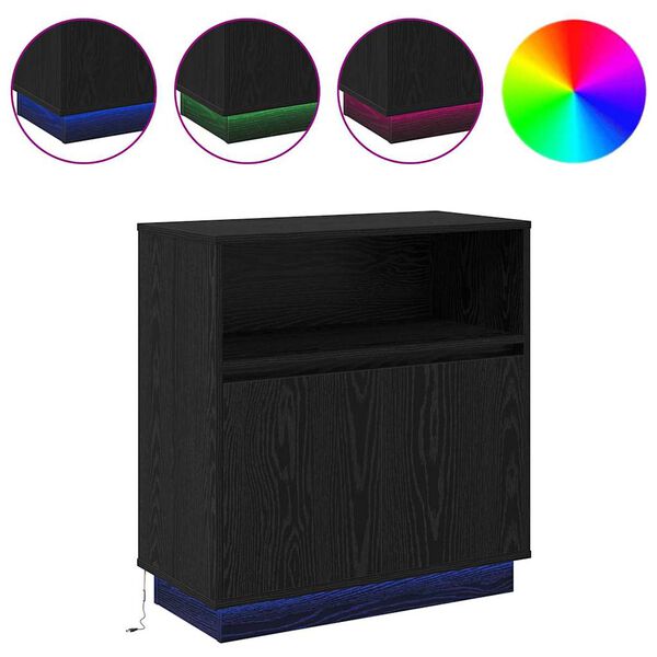 vidaXL Credenza con LED Rovere nero 71 x 34.5 x 75 cm
