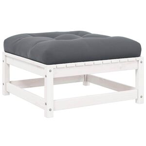 vidaXL Sgabello da Giardino Bianco con Cuscino in Massello di Pino