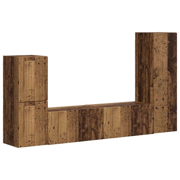 vidaXL Set mobile TV 4 pcs Legno vecchio Legno multistrato