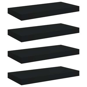 vidaXL Scaffali a Parete 4 pz Neri 50x23,5x3,8 cm in MDF
