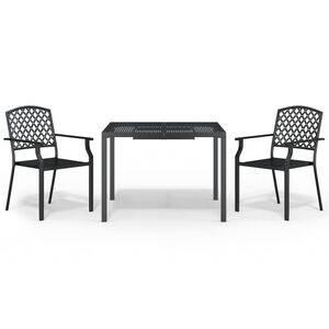 vidaXL Set da Pranzo da Giardino 3 pz in Acciaio Antracite