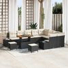 vidaXL Set Divano da Giardino 12 pcs Nero Poly Rattan