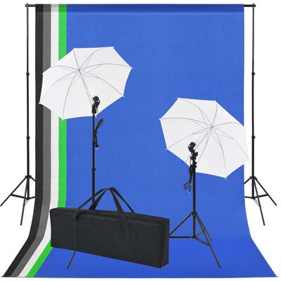 vidaXL Kit Studio Fotografico con 5 Sfondi Colorati e 2 Ombrelli