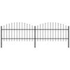 vidaXL Recinzione da Giardino con Punta a Lancia in Acciaio 359x125 cm Nero
