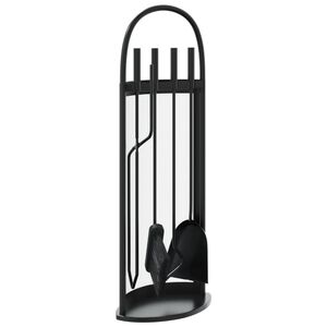 vidaXL Set di attrezzi per camino 5 pezzi 23x15x66 cm in acciaio