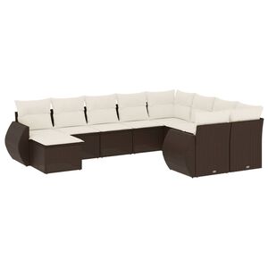 vidaXL Set Divani da Giardino 10pz con Cuscini in Polyrattan Marrone