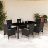 vidaXL Set Pranzo da Giardino 7 pz Nero con Cuscini Polyrattan Acacia