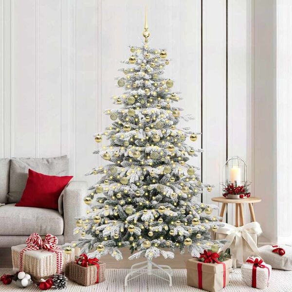 vidaXL Albero di Natale Artificiale con Rami Pieghevoli Bianco 210 cm