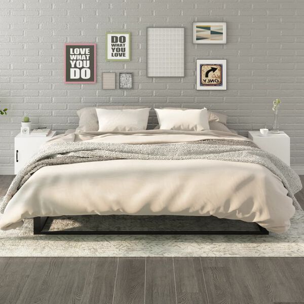 vidaXL Comodini 2 pz Bianchi in Legno Multistrato