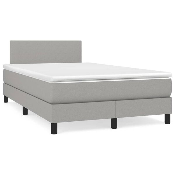vidaXL Letto a Molle Materasso e LED Grigio Chiaro 120x190 cm Tessuto