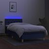 vidaXL Letto a Molle con Materasso e LED Blu 80x200 cm in Tessuto