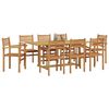 vidaXL Set da Pranzo per Giardino 9 pcs Marrone Legno di teak solido