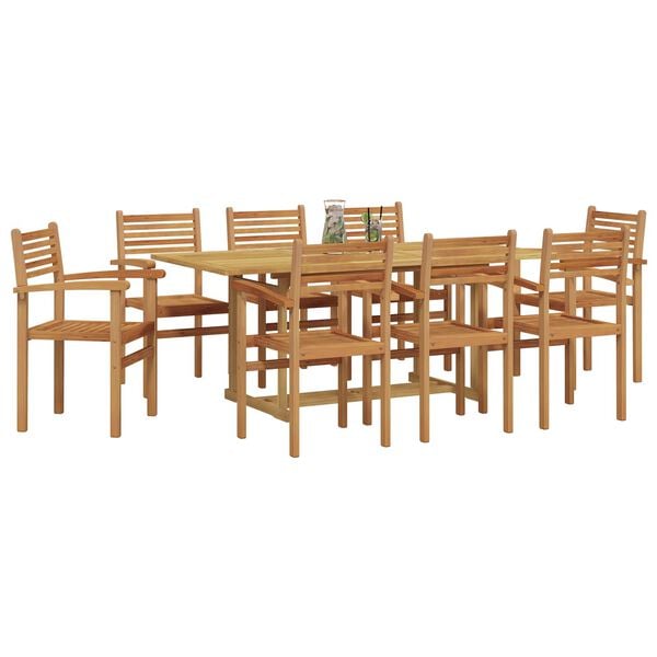 vidaXL Set da Pranzo per Giardino 9 pcs Marrone Legno di teak solido
