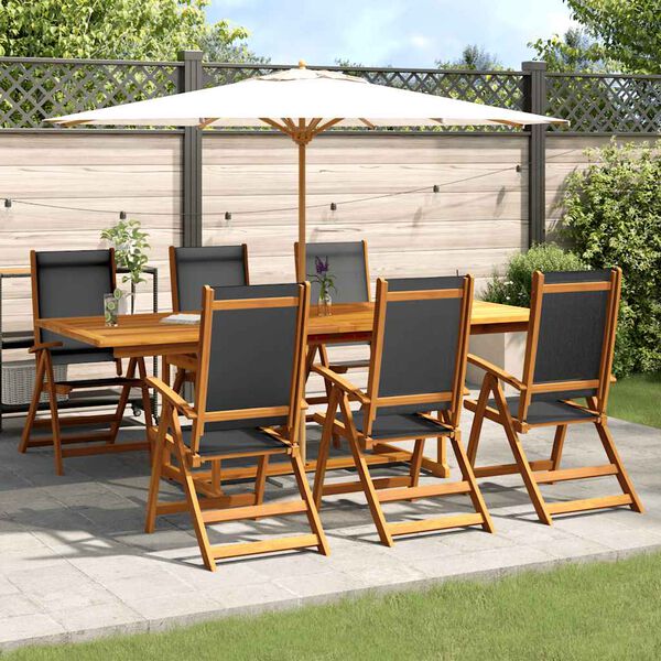 vidaXL Set Pranzo da Giardino 7pz Legno Massello di Acacia e Textilene