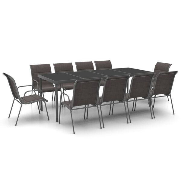 vidaXL Set da Pranzo per Giardino 11 pz in Acciaio