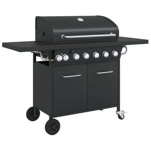 vidaXL Griglia Barbecue a Gas con 7 Bruciatori Nero in Acciaio