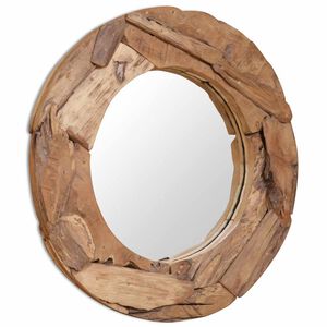 vidaXL Specchio Decorativo in Legno di Teak 80 cm Rotondo