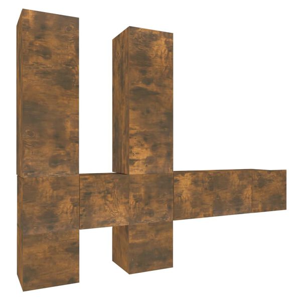 vidaXL Set di Mobili Porta TV 7 pz Rovere Fumo in Legno Multistrato