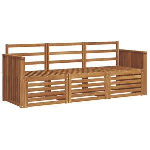 vidaXL Set divani 3 pz Naturale Legno di Acacia Massello