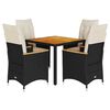 vidaXL Set da Pranzo da Giardino 5 pz Nero con Cuscini in Polyrattan