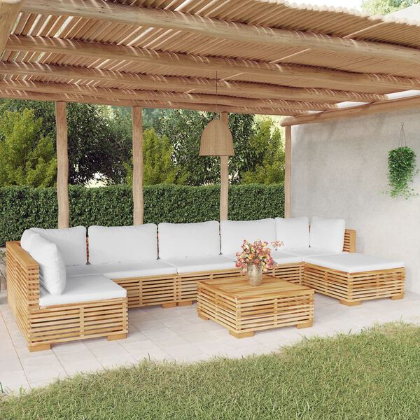 vidaXL Set Divani da Giardino 8 pz con Cuscini Legno Massello di Teak
