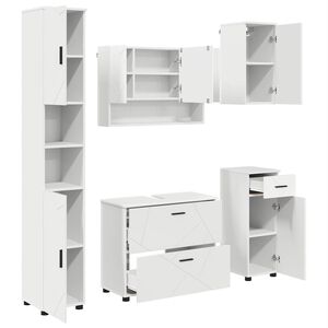 vidaXL Set di mobili per il bagno 5 pz Bianco 35 x 30 x 192 cm