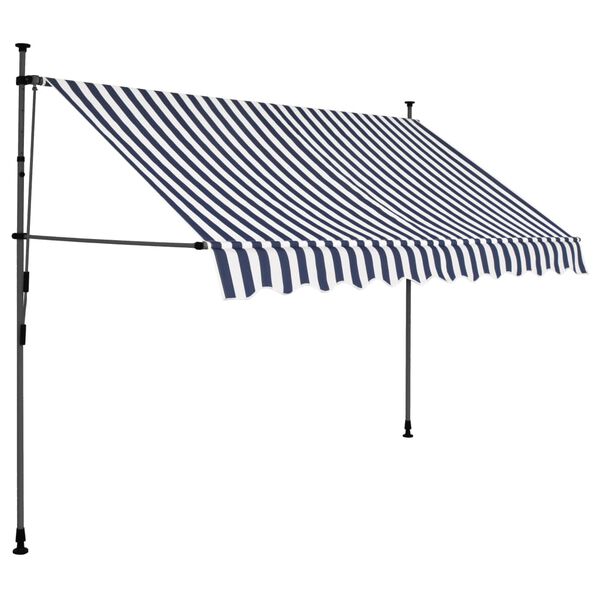 vidaXL Tenda da Sole Retrattile Manuale con LED 250 cm Blu e Bianca