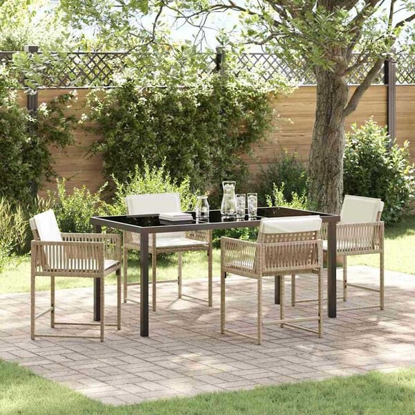 vidaXL Set da Pranzo per Giardino 5 pcs Beige polyrattan