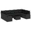 vidaXL Set di divani 10 pz 9-Posti Nero polyrattan