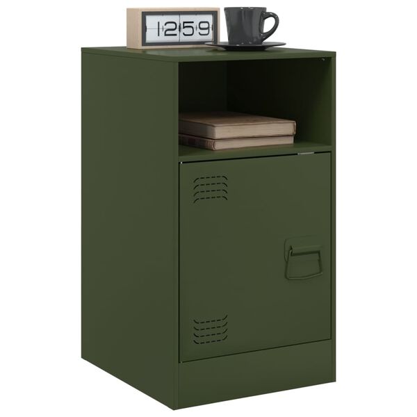 vidaXL Comodini 2 pz Verde Oliva 34,5x39x62 cm in Acciaio