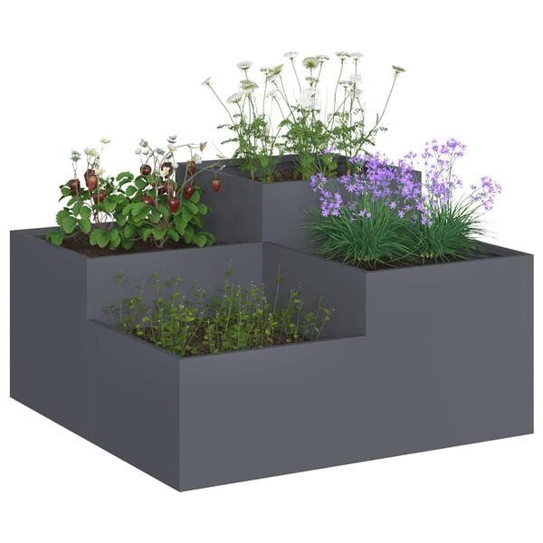 vidaXL Vaso da giardino Antracite 80 x 80 x 48 cm Acciaio