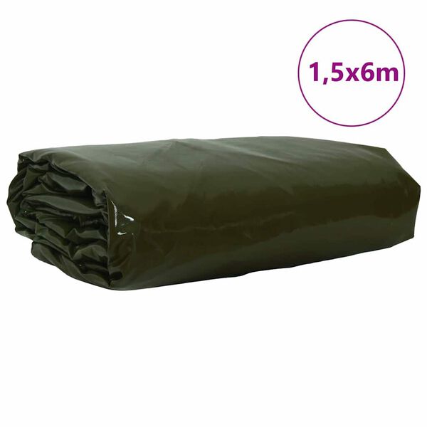 vidaXL Telo 650g / m&sup2; Verde oliva 1,5 x 6 m Tela con rivestimento in PVC