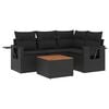 vidaXL Set Divani da Giardino 5 pz con Cuscini in Polyrattan Nero