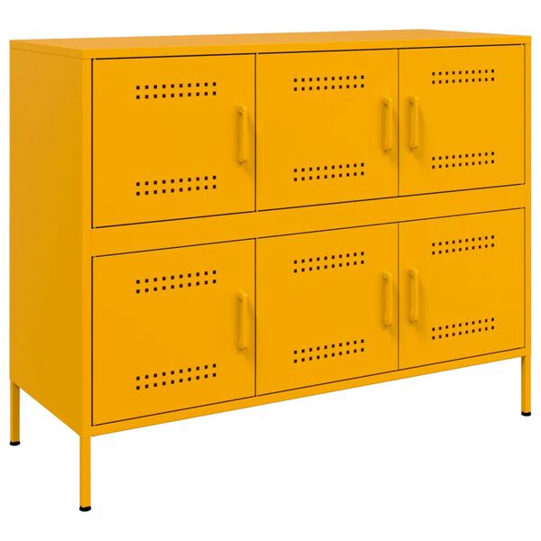 vidaXL Credenza Giallo Senape 100,5x39x79 cm in Acciaio
