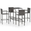 vidaXL Set Bar da Giardino 5 pz in Polyrattan Grigio