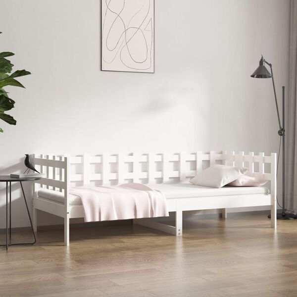 vidaXL Dormeuse senza Materasso Bianca 90x200 cm Legno Massello Pino