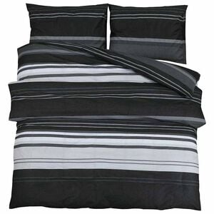 vidaXL 2 pz 240 x 220 cm + 60 x 70 cm 100% Cotton Black Stripes