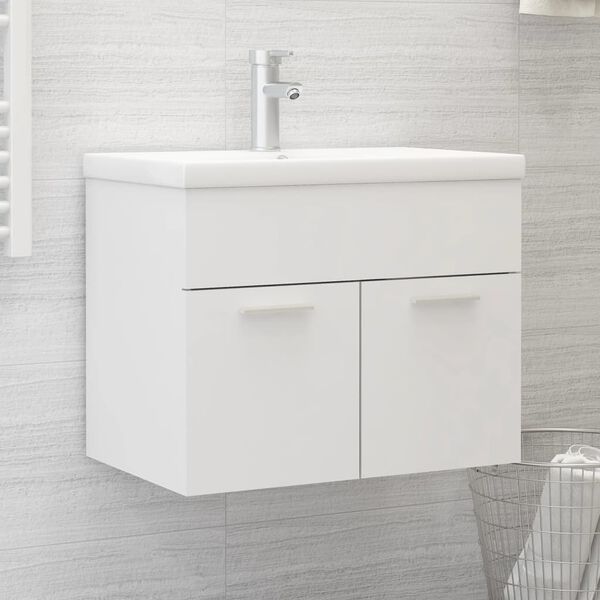 vidaXL Mobile con Lavabo Integrato Bianco in Legno Multistrato