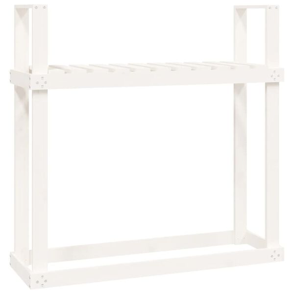 vidaXL Portalegna Bianco 110x35x108,5 cm in Legno Massello di Pino