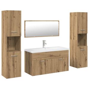 vidaXL Set Mobili da Bagno 5 pz Rovere Artigianale Legno Multistrato