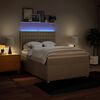 vidaXL Giroletto a Molle con Materasso Crema 160x200 cm in Tessuto